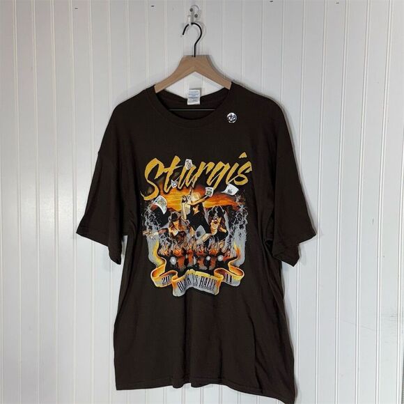 NWT 2011 Sturgis Black Hills Rally XL Biker Tee VTG Gildan Graphic Flames USA - Picture 1 of 5